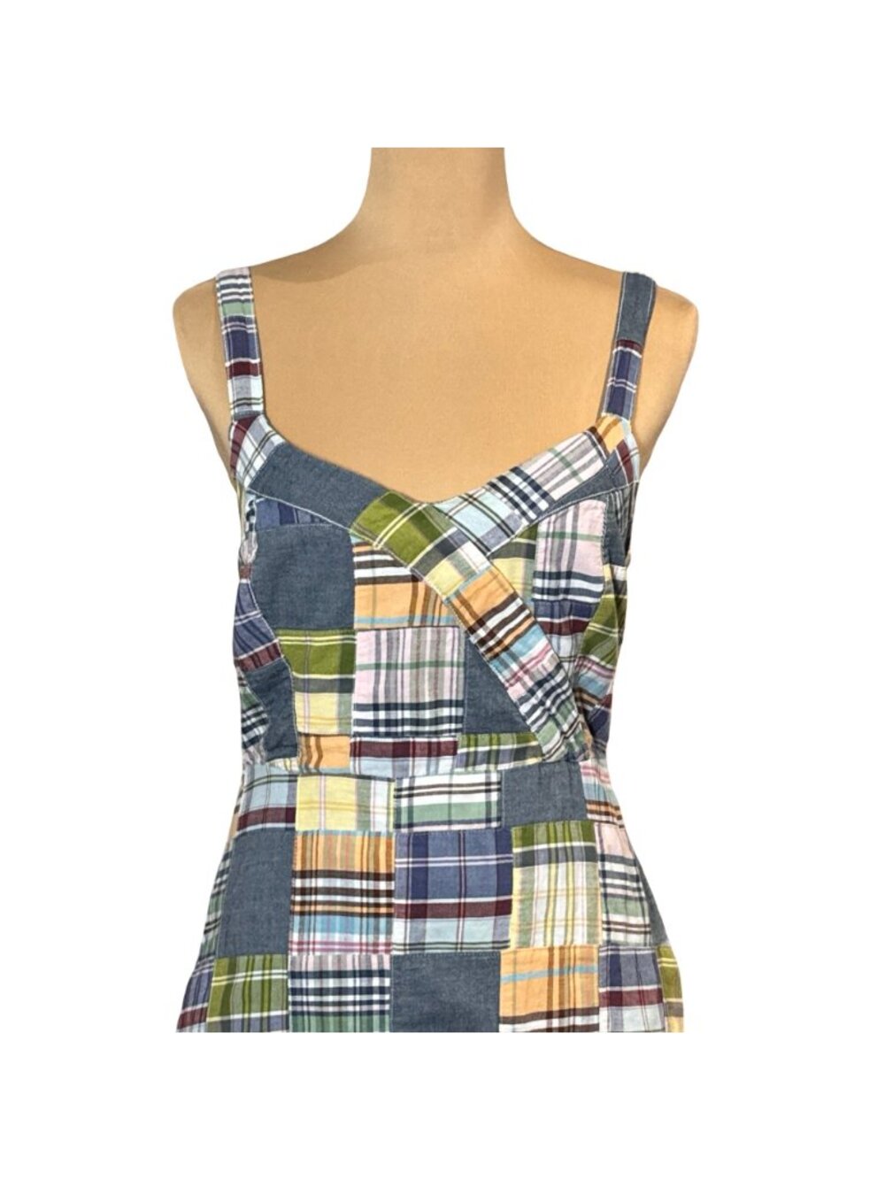 Vintage Y2K Tommy Hilfiger Madras Plaid Patchwork Sundress 2 Cottage - Picture 2 of 15